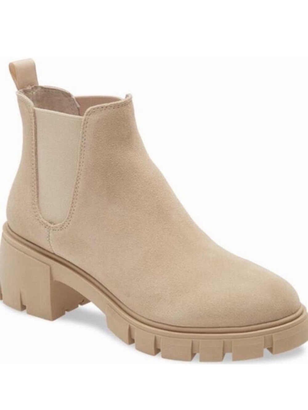 Steve Madden Howler Sand Suede Chelsea Lug Sole Ankle Boots
